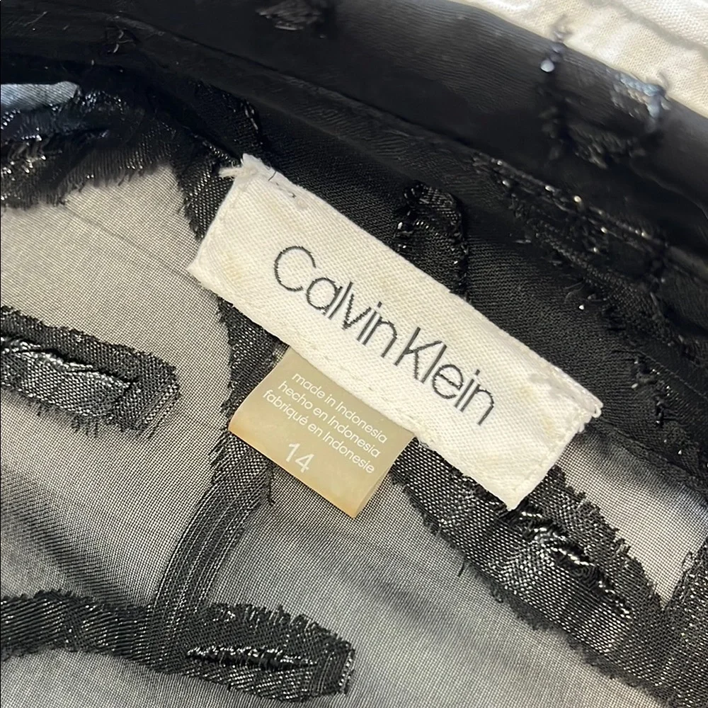 Calvin Klein dress cocktail women’s black Textured Fabric size 14 elegant flow - Picture 13 of 13